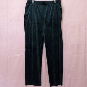 Leo & Nicole Hunter Green Velvet Pull On Lounge Pants with Pockets size XL